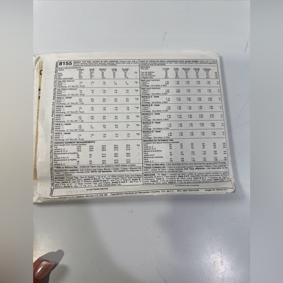 McCall's Pattern 8155 Misses Top Jacket 2 Lengths Size Medium 12-14 Uncut - Picture 3 of 5